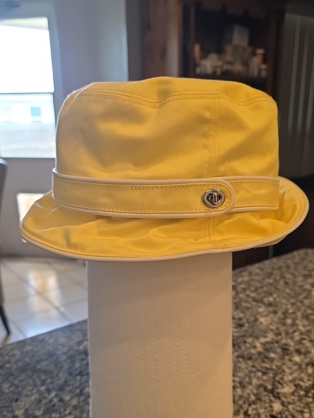 Coach Yellow Bucket Hat with Decorative Turn-Lock Accent